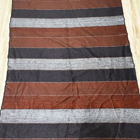 Shupaca Alpaca Blend Striped Throw Blanket Gray Rust Orange - Picture 3 of 16